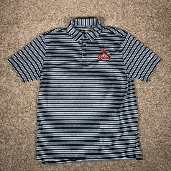 Columbia Golf Mens Medium St. Louis Cardinals Striped Polo Shirt MLB Baseball - Picture 2 of 9